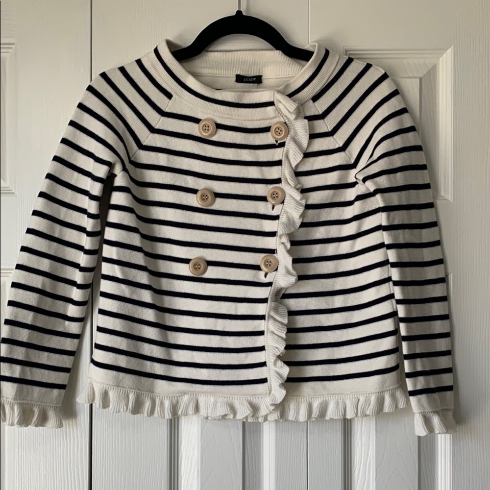 J. Crew Black and White Striped Cardigan
